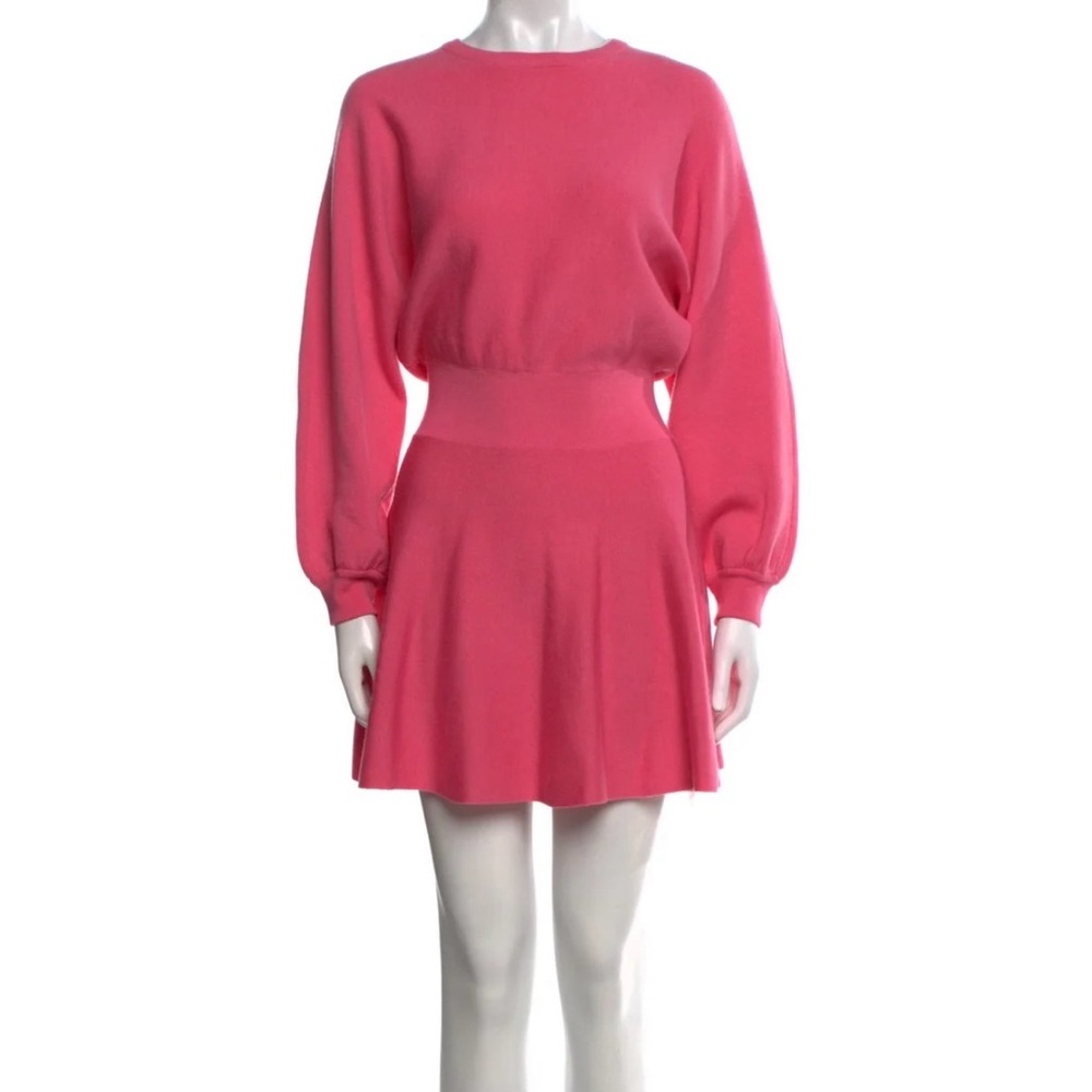 Alice + Olivia Murray Wool Fit And Flare Mini Dress Hot Pink